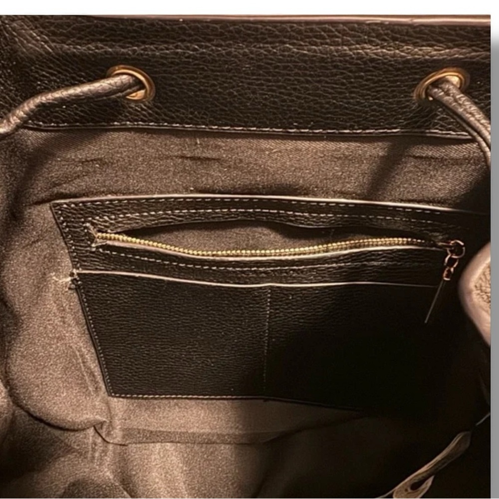 ZARA Faux Leather Fringe Bucket Backpack - Picture 3 of 8